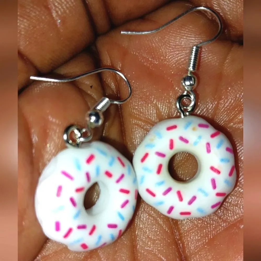 Hand crafted doughnut dangle earrings